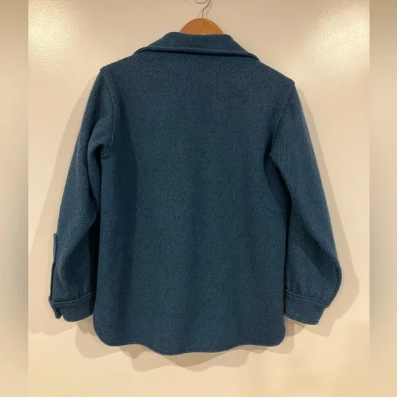 Vintage Woolrich Wool Shirt Jacket | Women’s Button-Front Shacket Blue/Green M - Picture 2 of 5